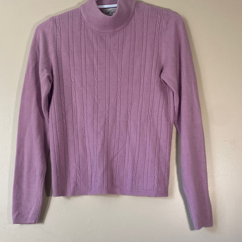 Carroll Reed Lavender Cable Knit Mock Turtleneck Sweater Sz S Soft Cozy